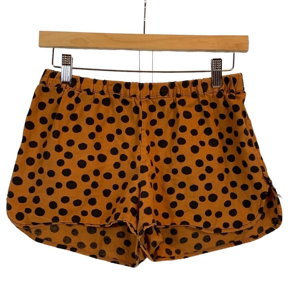 Madewell 100% Cotton Short Shorts - Orange with Black Polka Dots - size XSmall